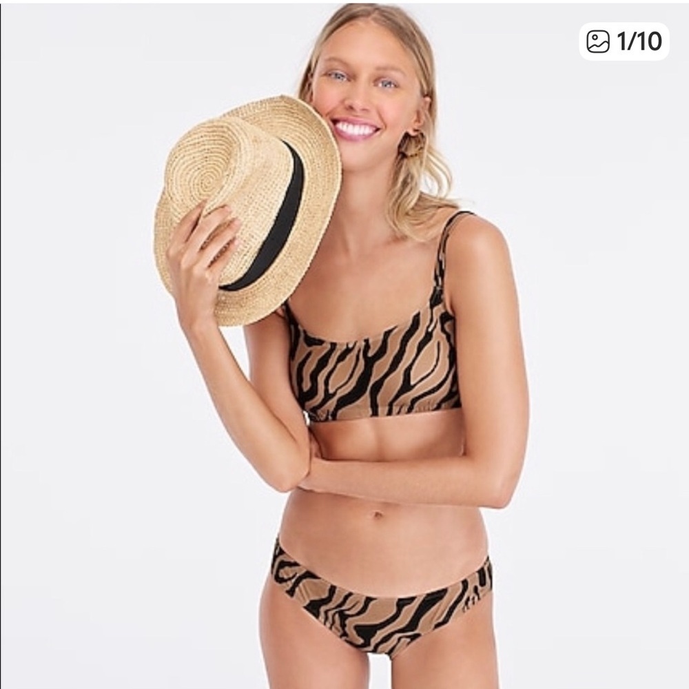 J Crew Zebra Striped Bikini Top